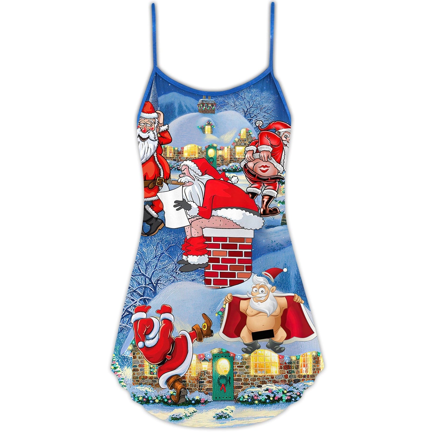 Rebel Santa Party Humor V-Neck Sleeveless Cami Dress For Summer Vacations Festivals And Casual Everyday Wear