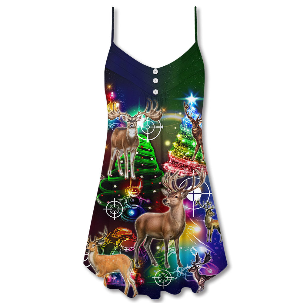 Hunting Lover Merry Christmas – Women's Summer Sleeveless V-Neck Camisole Dress