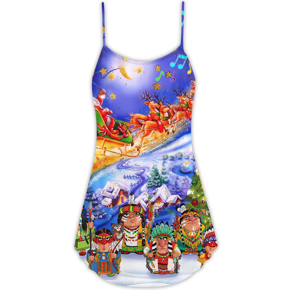 Native Funny Christmas Style – Women's Summer Sleeveless V-Neck Camisole Dress