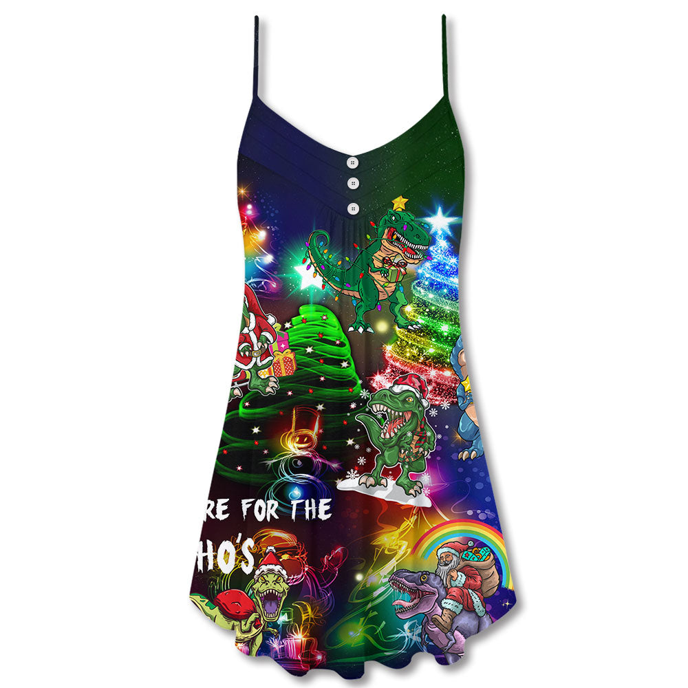 Dinosaur Lover Christmas Joy V-Neck Sleeveless Cami Dress For Festive Events And Casual Summer Styling