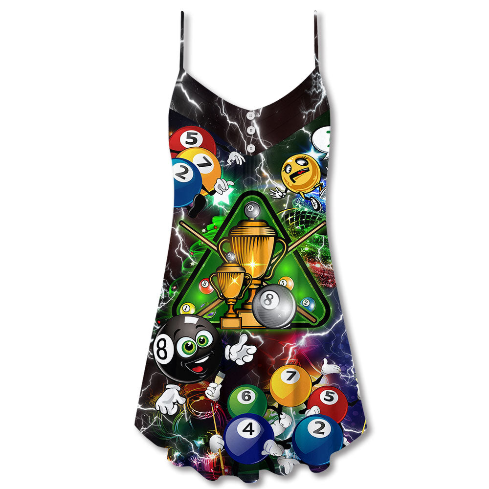 Billiard Lover Christmas Spirit V-Neck Sleeveless Cami Dress For Vacations And Casual Warm Weather Wear