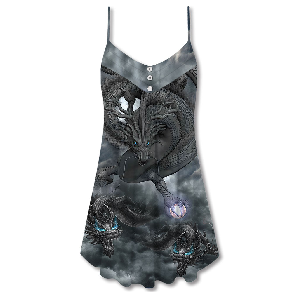 Always Be A Dragon V-Neck Sleeveless Cami Dress For Vacations Parties And Expressive Warm Weather Styling