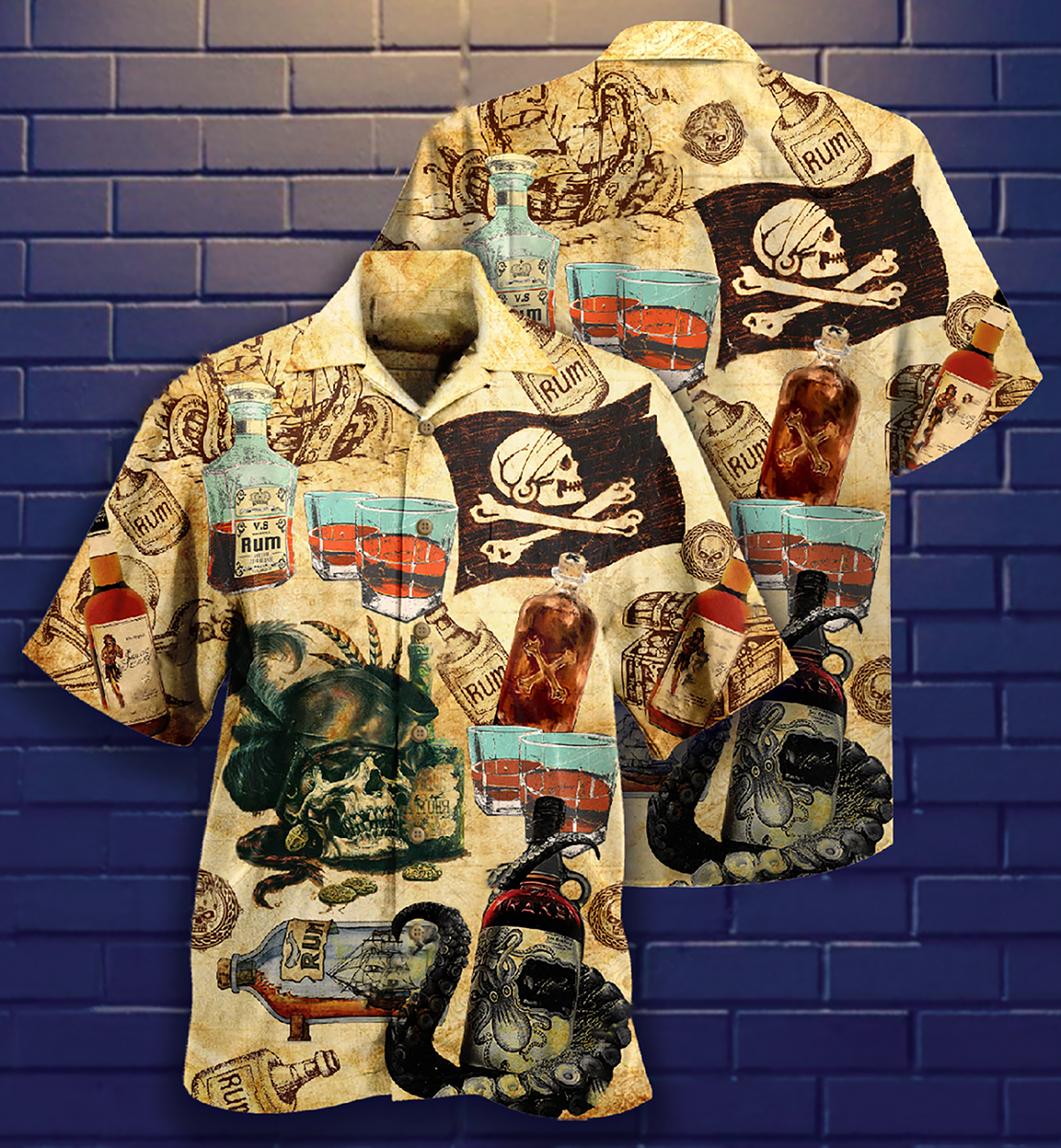Skull Wine Hawaiian Shirt Design Detail For Beach Days And Holiday Travel