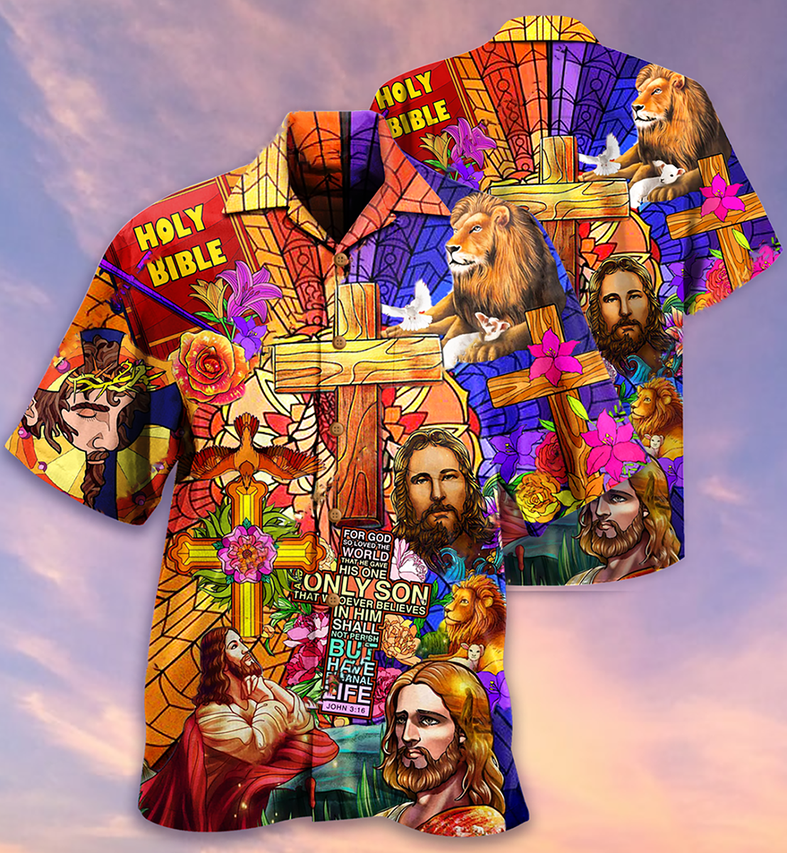 Floral Christian Faith And Lion Hawaiian Shirt With Detailed Graphic For Tropical Getaways Outdoor Fun And Everyday Wear