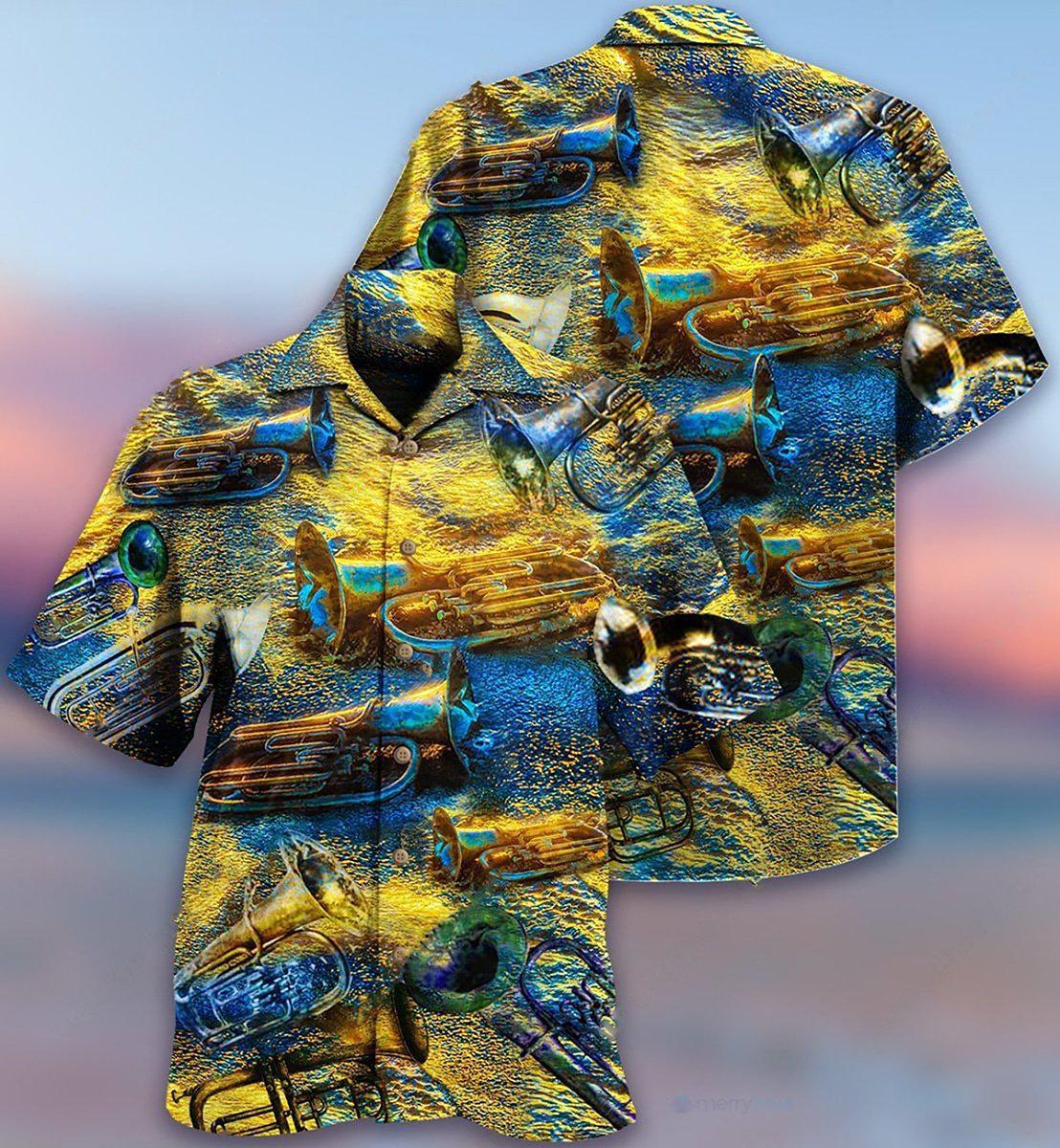 Yellow Saxophone Music Peace Hawaiian Shirt For Warm Weather Adventures And Everyday Comfort