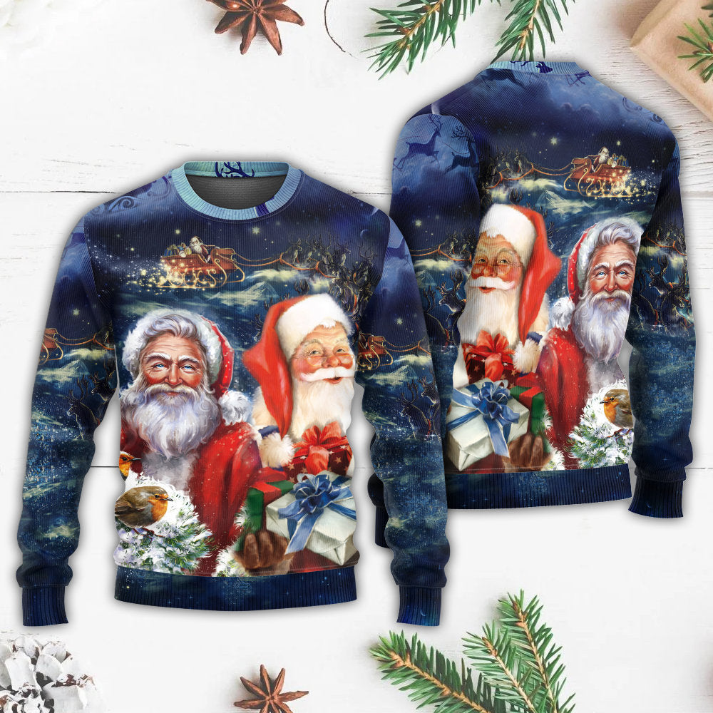Christmas Santa Claus Snow Scene Sweater For Winter Parties Seasonal Adventures And Relaxed Everyday Styling