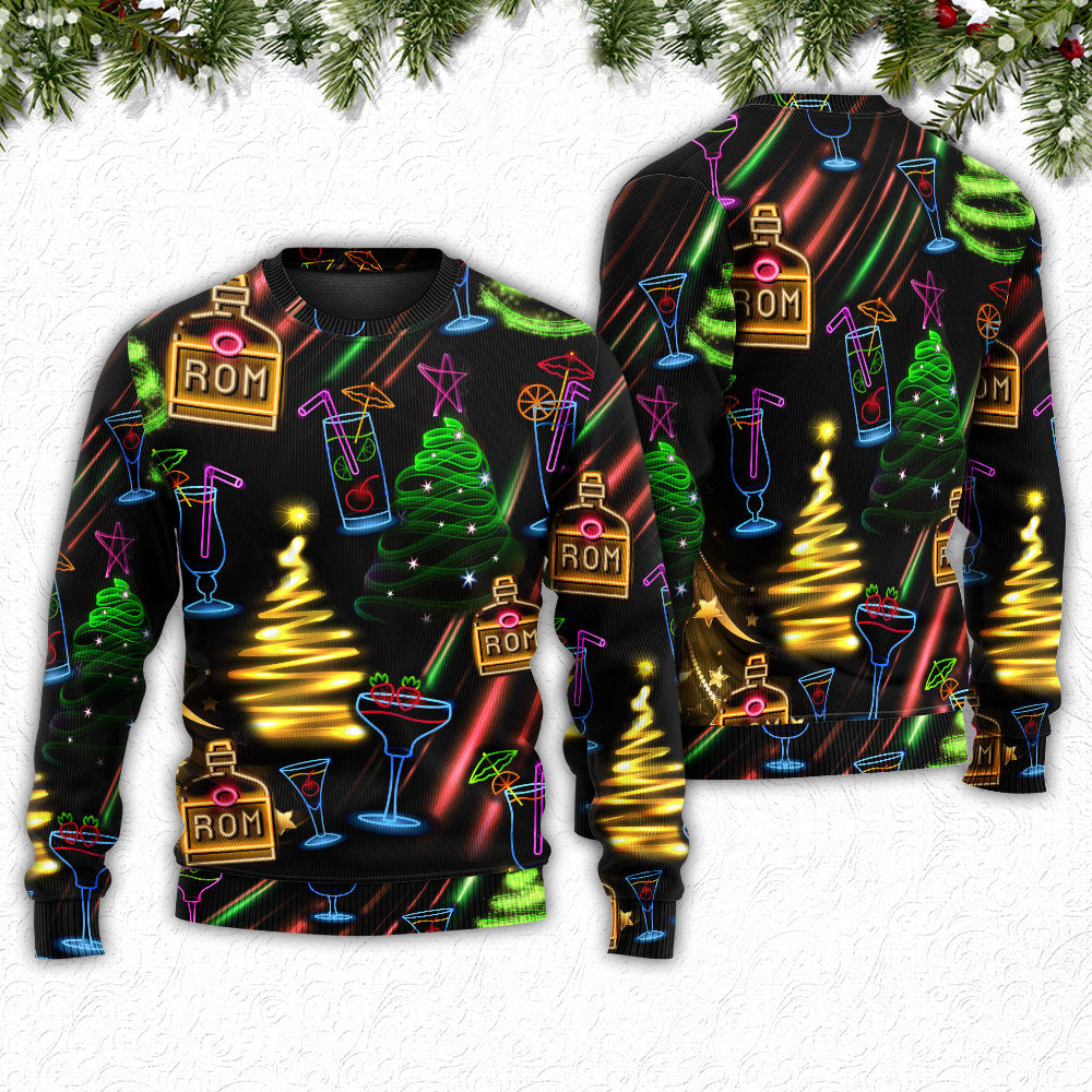Christmas Rum Neon Sweater For Family Gatherings Winter Travel And Everyday Seasonal Comfort