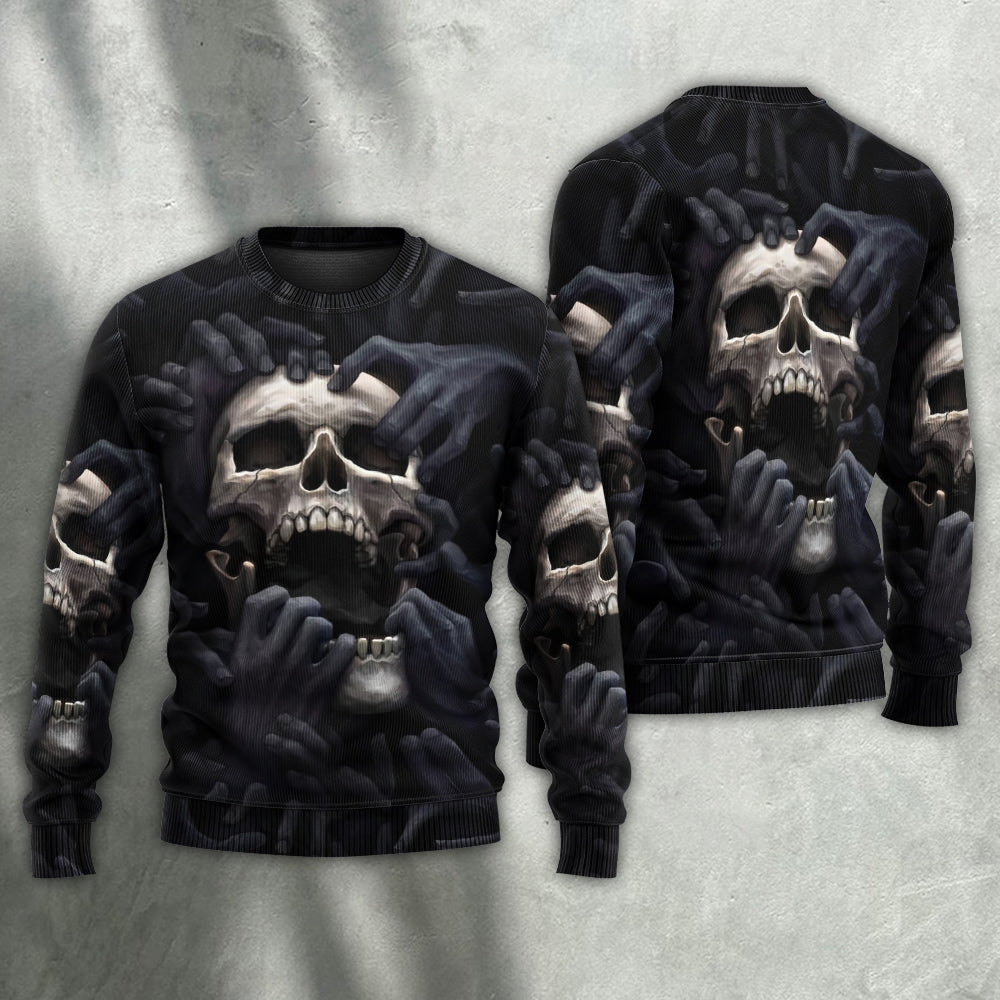 Dark Screaming Skull Fantasy Sweater For Halloween Events Weekend Outings And Creative Gift Giving