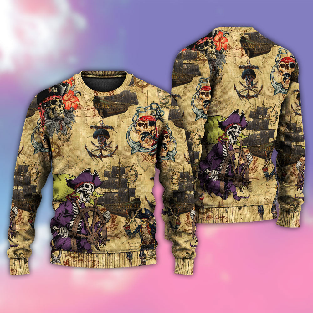 Skull Pirate Dark Adventure Sweater For Bold Streetwear Travel And Relaxed Everyday Styling