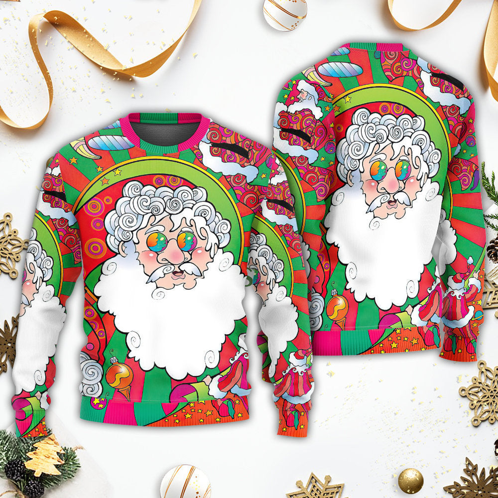 Christmas Colorful Santa Hippie Sweater For Winter Celebrations Family Events And Relaxed Seasonal Styling