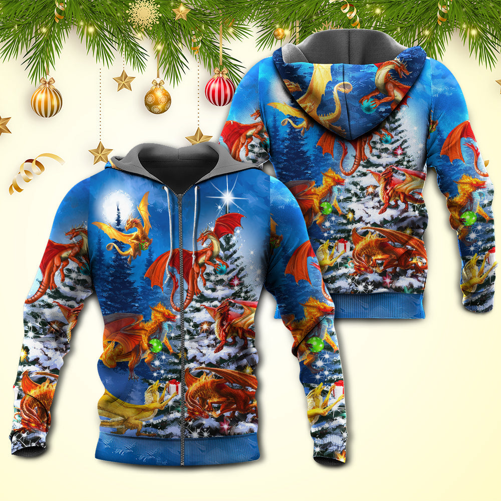 Christmas Dragon Family Love Light Hoodie For Festive Family Moments Winter Wear And Holiday Gift Ideas
