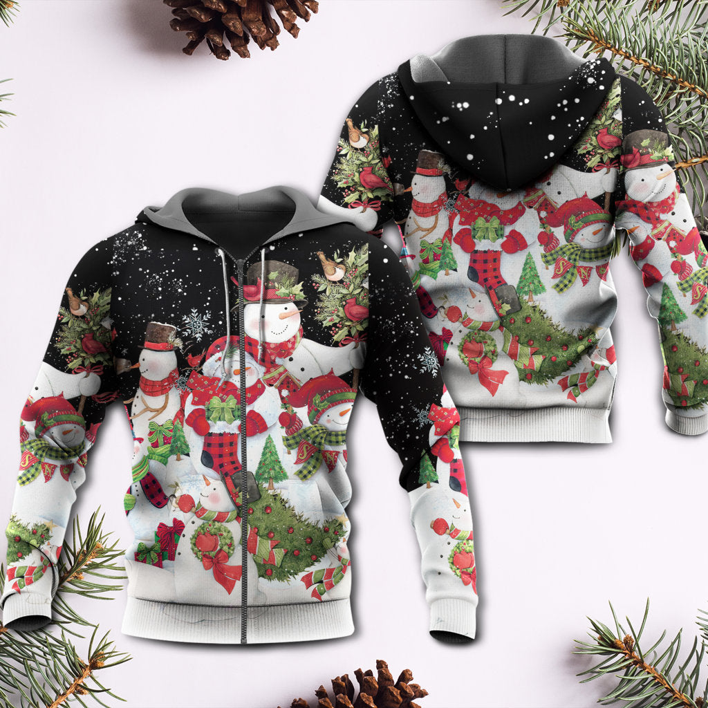 Cute Christmas Snowman Joy Cardinal Hoodie For Winter Streetwear Christmas Travel And Seasonal Home Gatherings