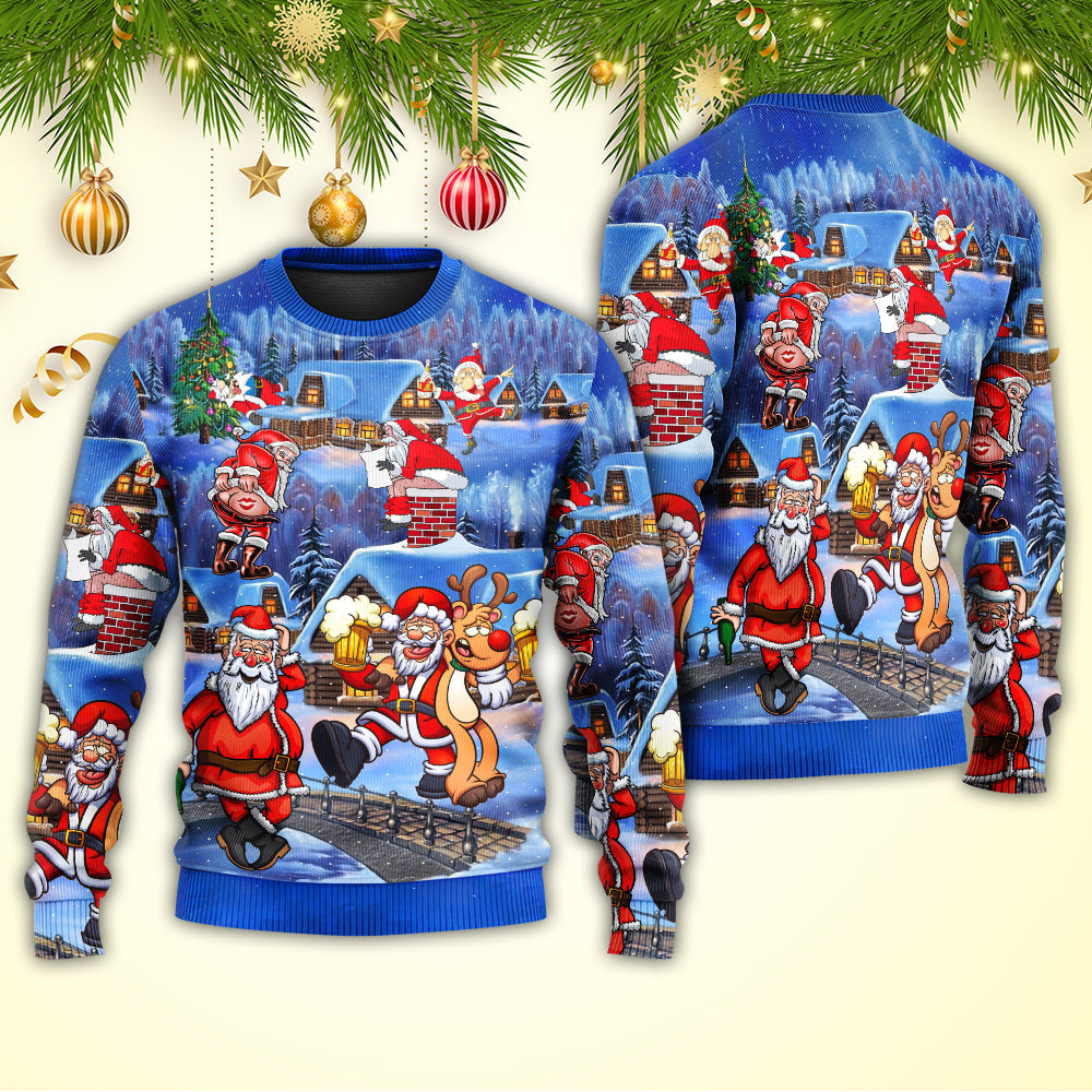 Christmas Santa Drunk Beer Troll Cheerful Sweater For Winter Parties Seasonal Adventures And Relaxed Everyday Styling