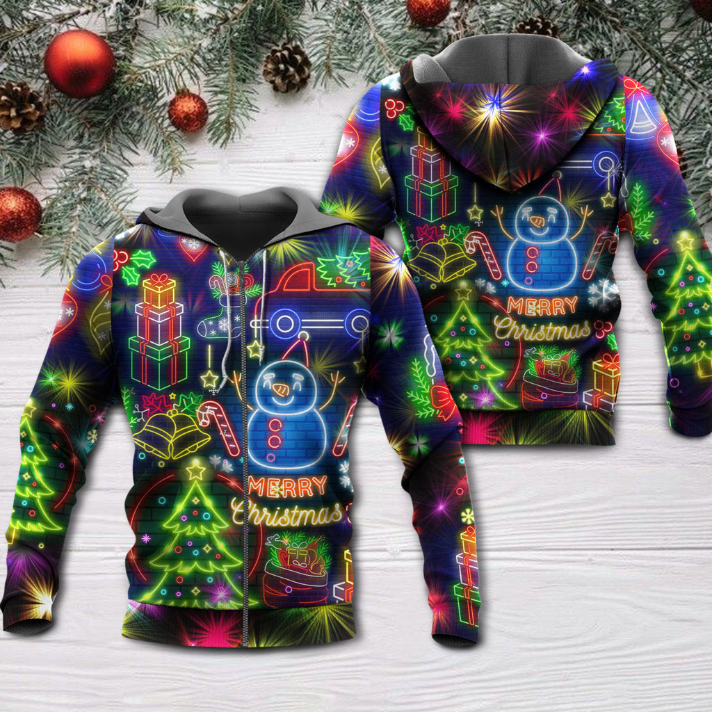 Bright Neon Christmas Lights Hoodie For Holiday Vacations Winter Events And Everyday Comfort