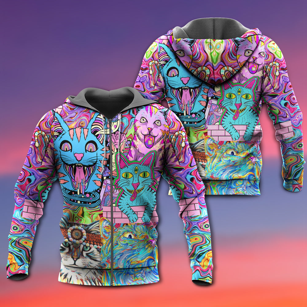 Hippie Cat Wonderful World Hoodie For Free Spirit Outings Holidays And Relaxed Layering
