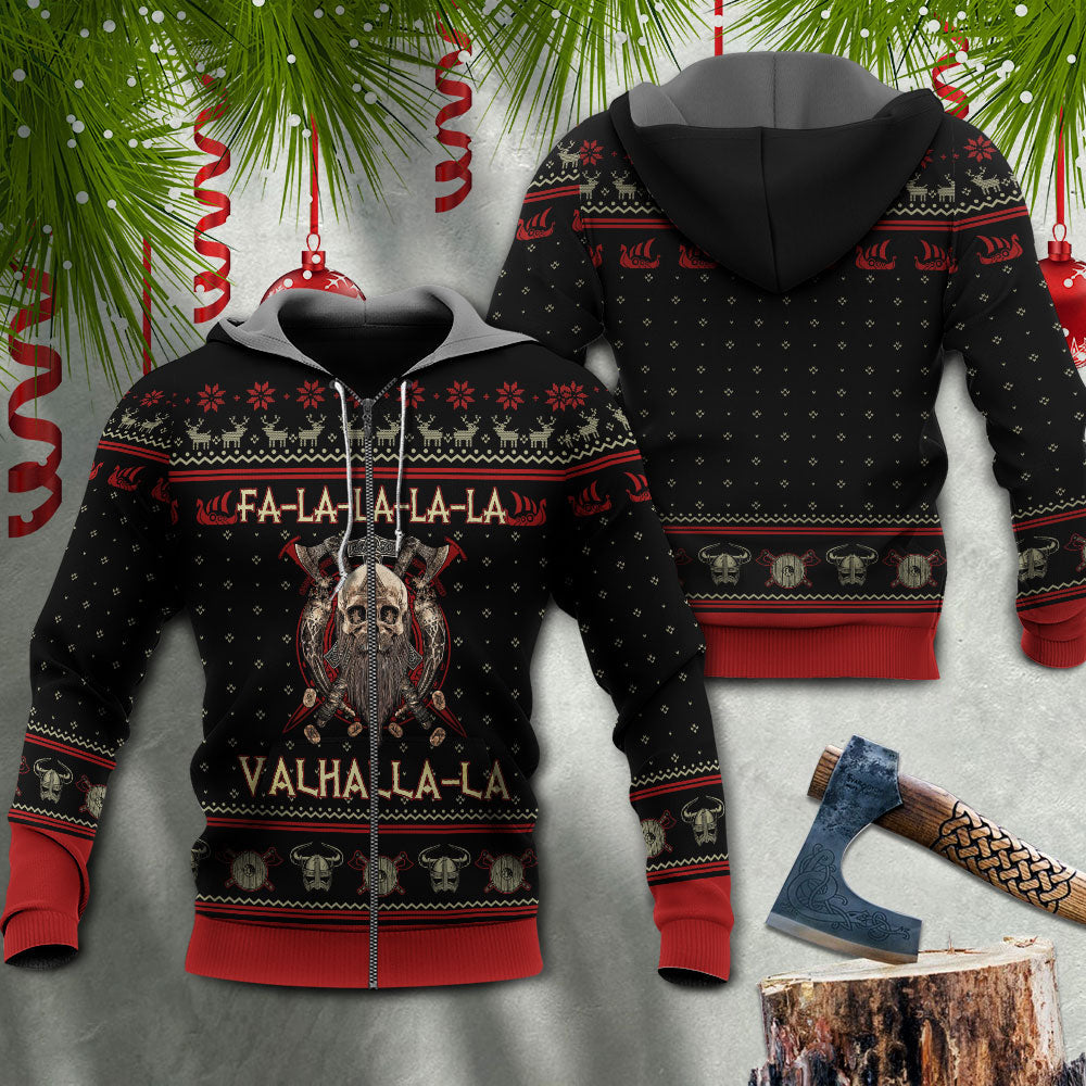 Black Red Viking Valhalla Christmas Hoodie For Festive Days Casual Adventures And Thoughtful Seasonal Gifting