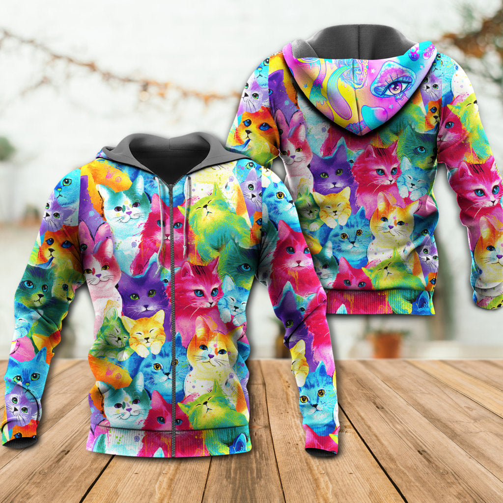 Colorful Cute Happy Kitten Life Hoodie For Weekend Adventures Casual Style And Relaxed Comfort