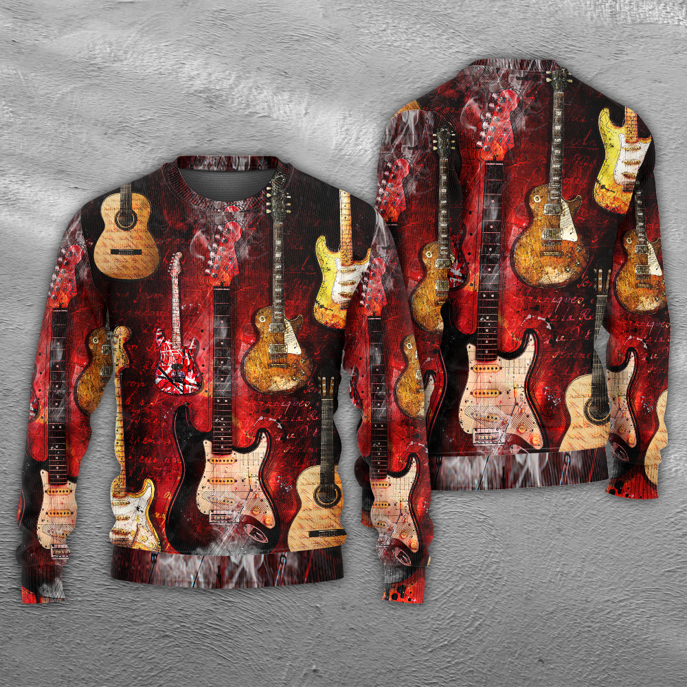 Halloween Abstract Guitar Sweater For Halloween Events Weekend Outings And Creative Gift Giving