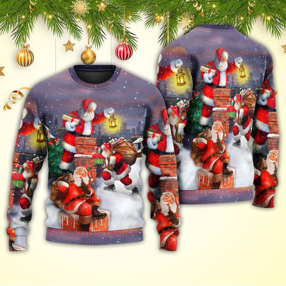 Christmas Having Fun With Santa Gift Sweater For Holiday Travel Winter Outings And Cheerful Gift Giving