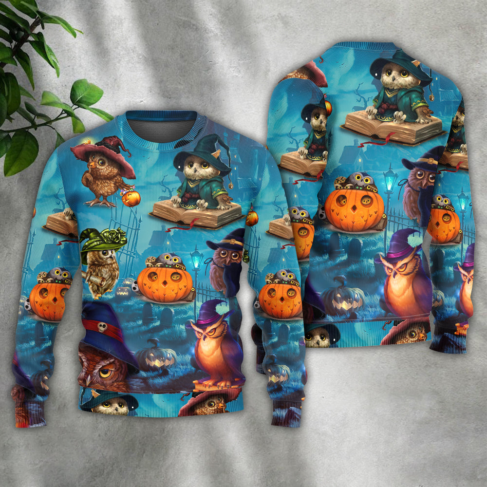 Halloween Owl Witch Night Sky Sweater For Art Fans Travel Parties And Distinctive Casual Style