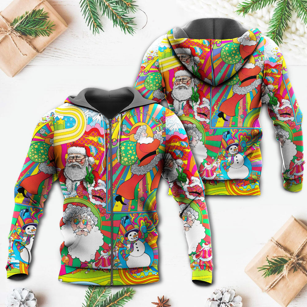 Hippie Santa Christmas Hoodie For Winter Streetwear Christmas Travel And Seasonal Home Gatherings