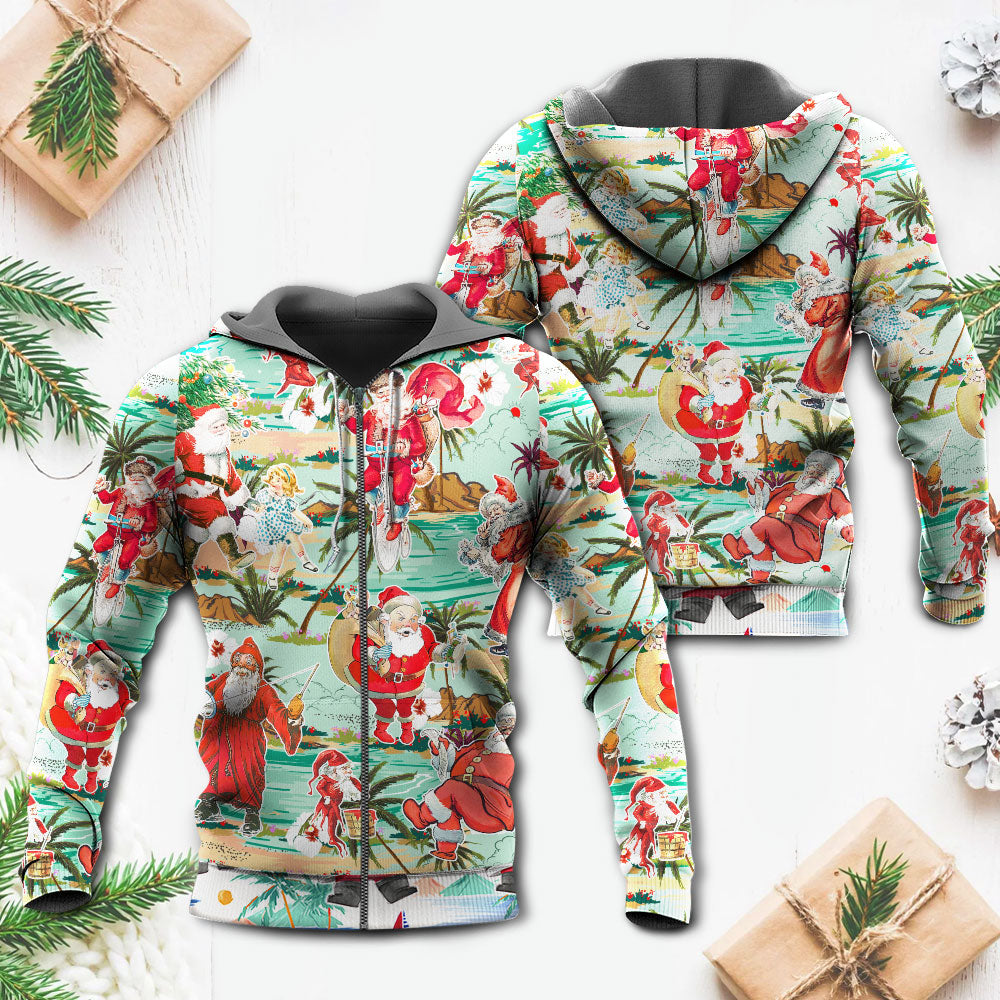 Christmas Santa Vacation Beach Joyful - Hoodie