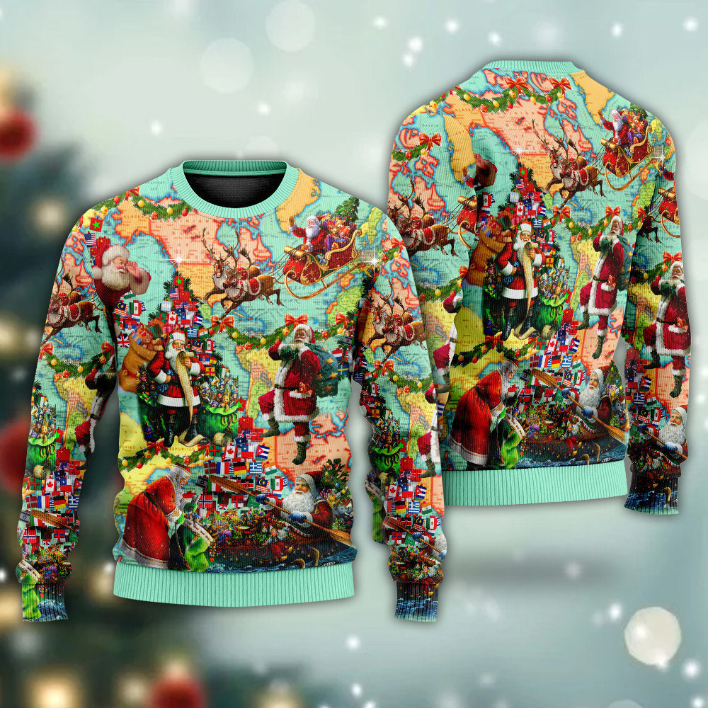 Christmas Santa World Map Sweater For Winter Celebrations Family Events And Thoughtful Gifting