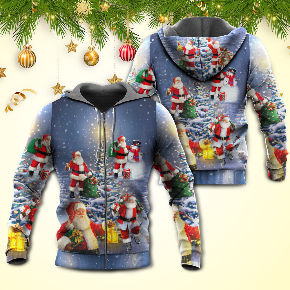 Christmas Santa Love Light Tree Hoodie For Holiday Gatherings Winter Travel And Seasonal Gifting