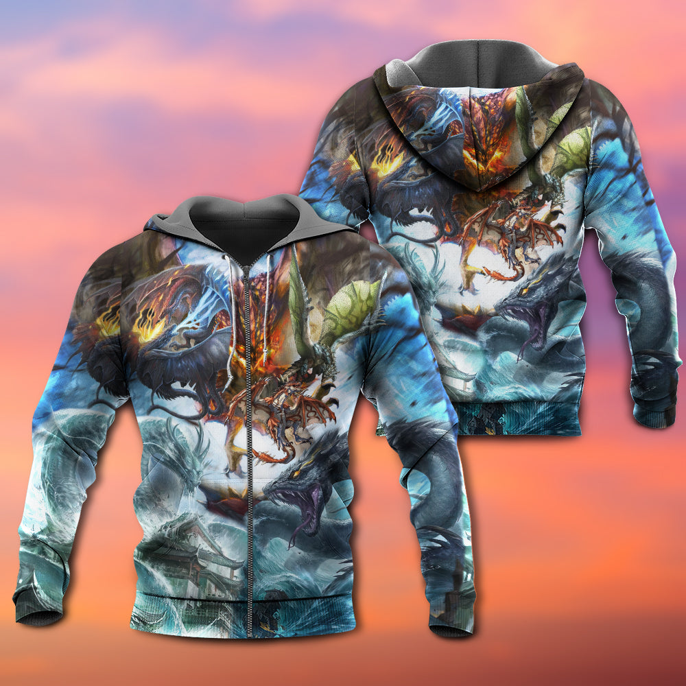 Dragon Battle Gods Hoodie For Fantasy Art Lovers Travel Activities And Streetwear