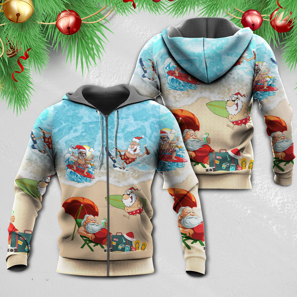 Santa Beach Christmas Fun Hoodie For Festive Days Casual Adventures And Thoughtful Seasonal Gifting
