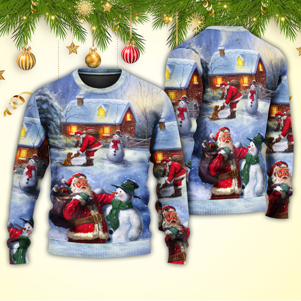 Christmas Santa Snowman Village Sweater For Seasonal Parties Cozy Gatherings And Thoughtful Holiday Gifts