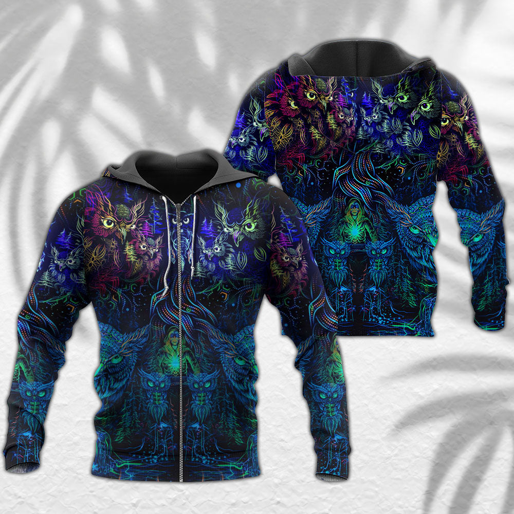 Colorful Dark Owl Witch Hoodie For Halloween Parties Autumn Outings And Spooky Everyday Style