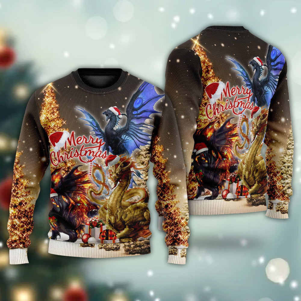 Dragon Merry Christmas Bright Power Sweater For Family Gatherings Winter Travel And Everyday Seasonal Comfort