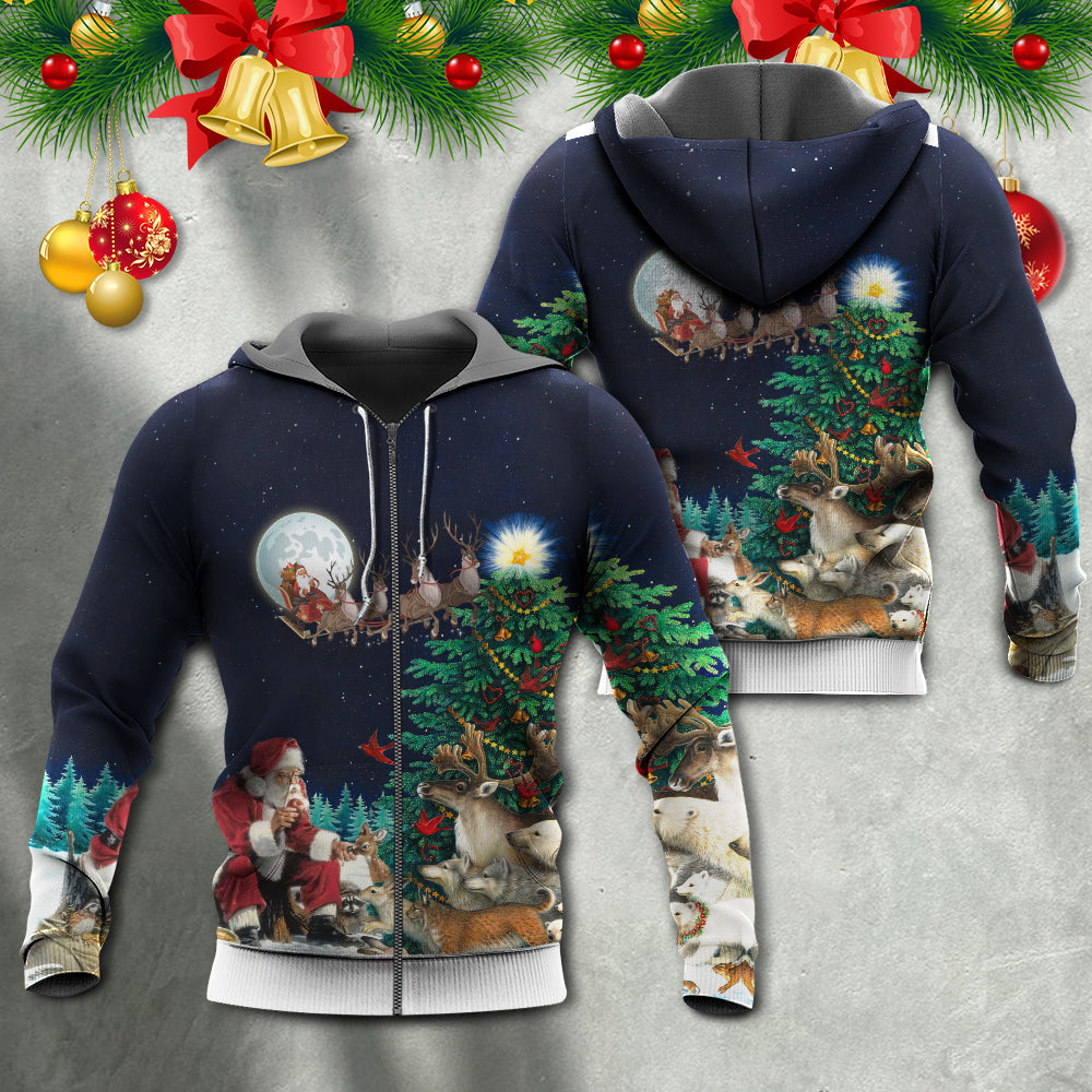 Christmas Santa Gift Night Hoodie For Festive Streetwear Winter Outings And Christmas Celebrations