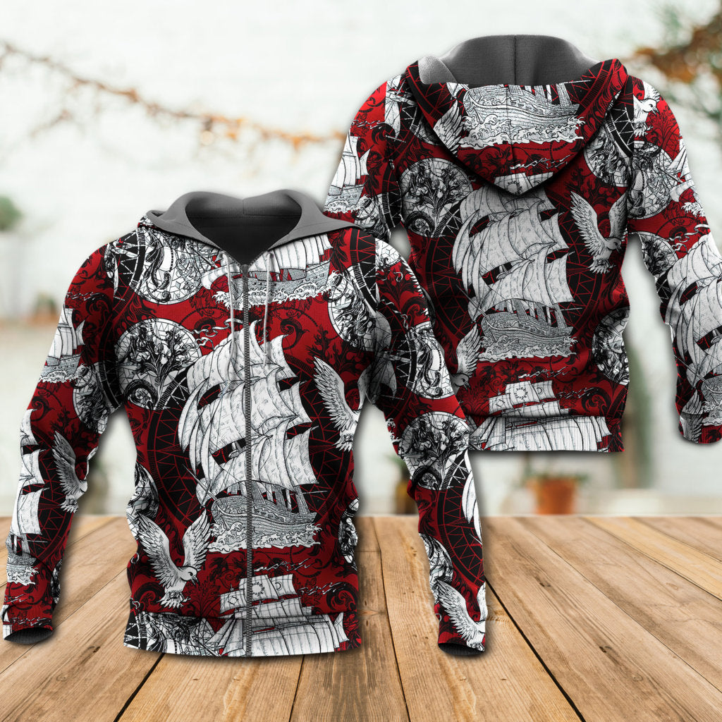 Vintage Sailing Ship Anchor Hoodie For Everyday Wear Outdoor Adventures And Comfortable Style