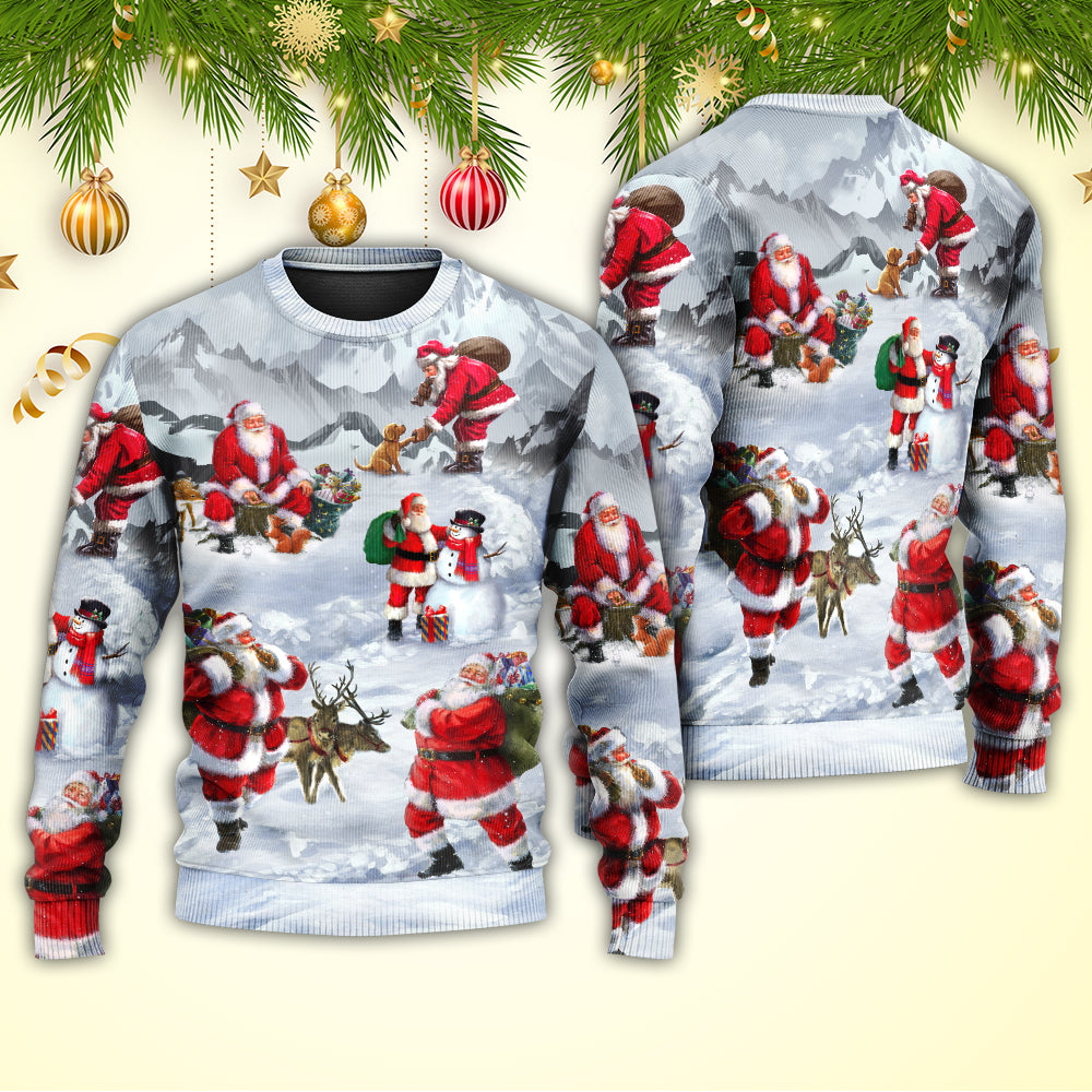 Christmas Santa Snow Mountain Sweater For Family Gatherings Winter Travel And Everyday Seasonal Comfort