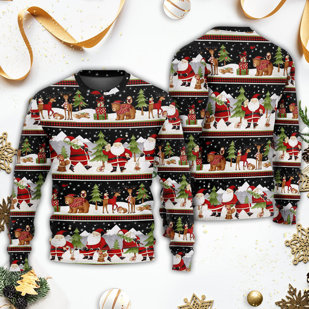 Christmas Happy Night With Santa Friends Sweater For Festive Parties Family Photos And Comfortable Seasonal Wear