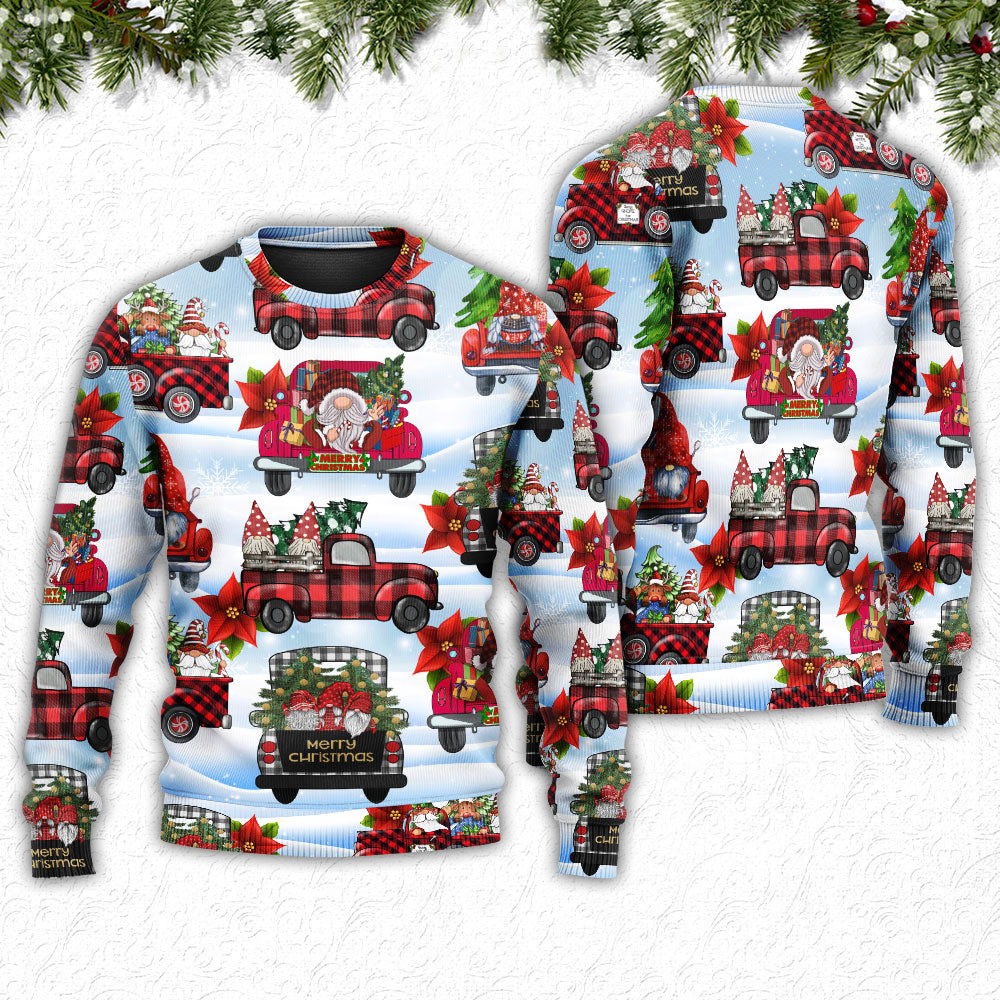 Gnome And Christmas Truck Merry Xmas Sweater For Holiday Parties Family Gatherings And Seasonal Gift Giving