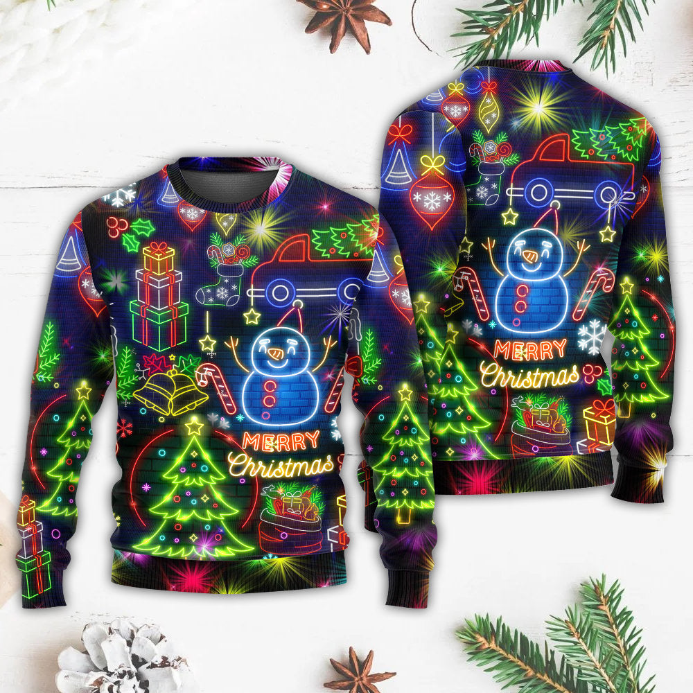 Christmas Bright Neon Lighting Sweater For Festive Events Weekend Outings And Comfortable Winter Style
