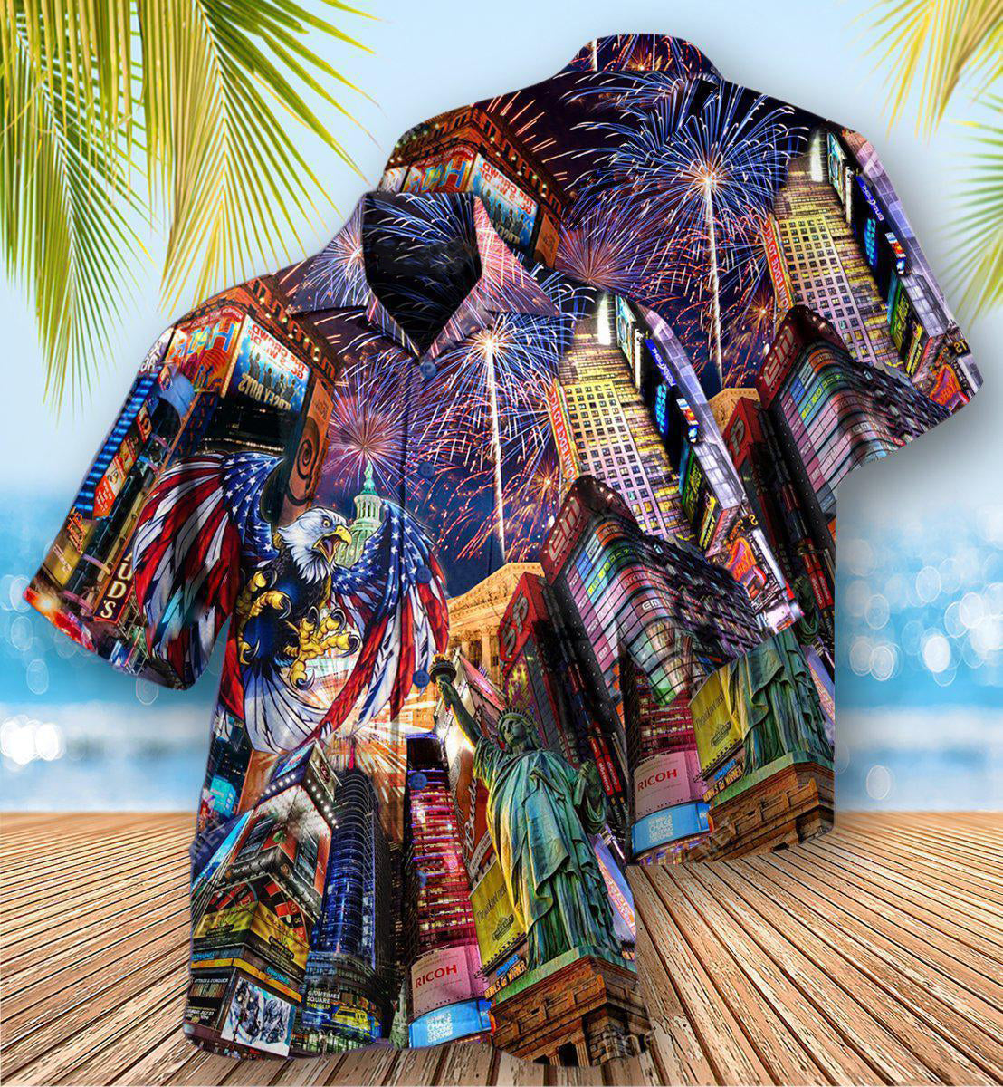 American New Years Day Firework Party Hawaiian Shirt Design Detail For Sunny Adventures And Casual Wear