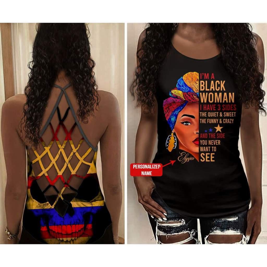 Black Woman Love Peace Name Hollow Tank Top For Yoga Workouts And Festival Wear