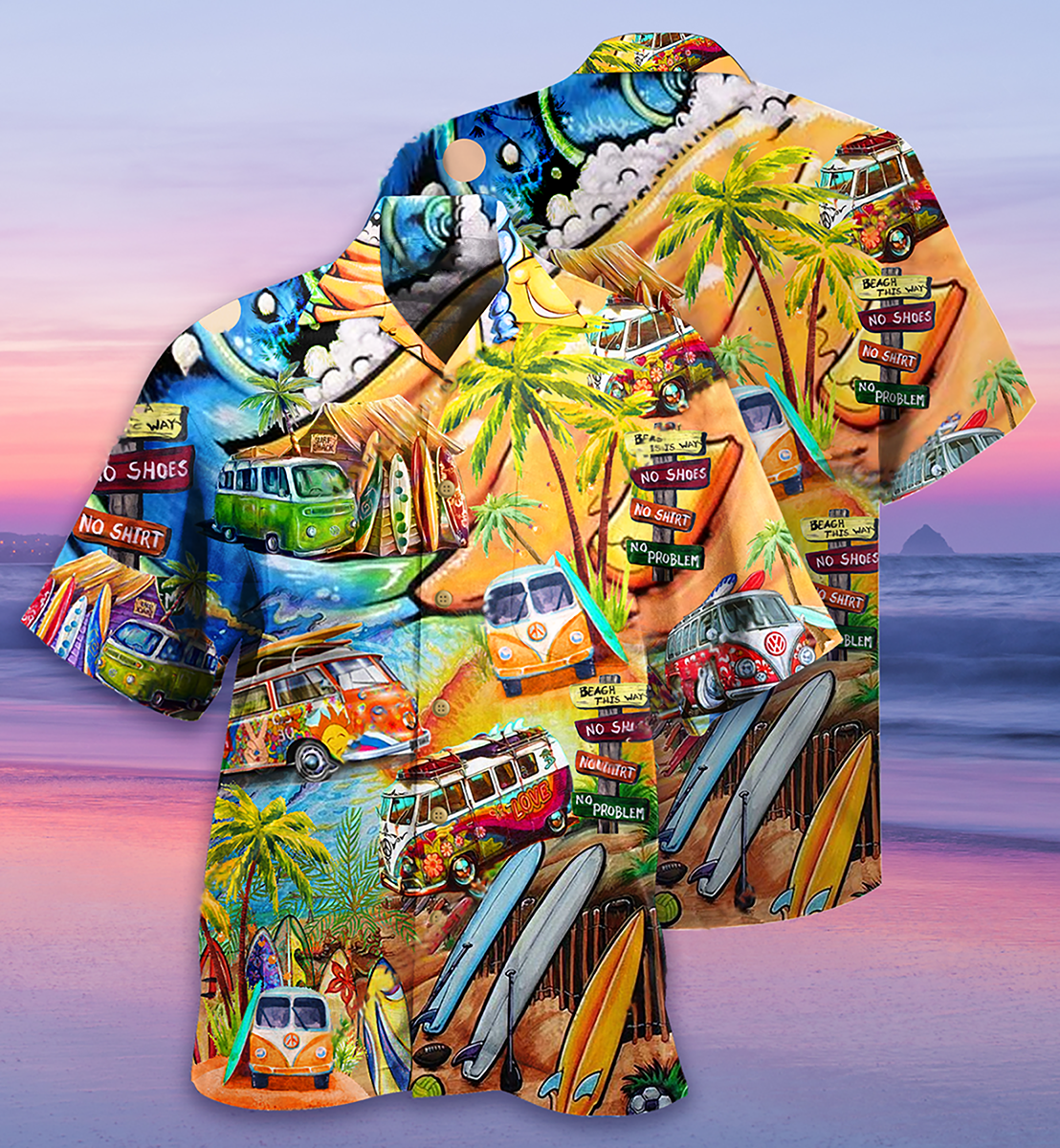 Beach Summer Hippie Peace And Bus Hawaiian Shirt For Coastal Vacations Warm Weather Events And Daily Style And Resort Style