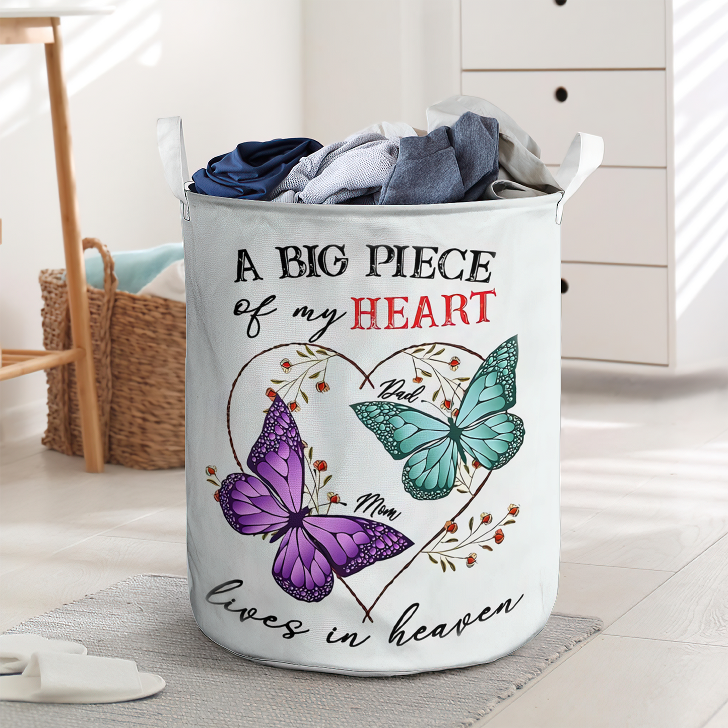 A Big Piece Of My Heart Butterfly Laundry Basket For Bathroom Bedroom Storage