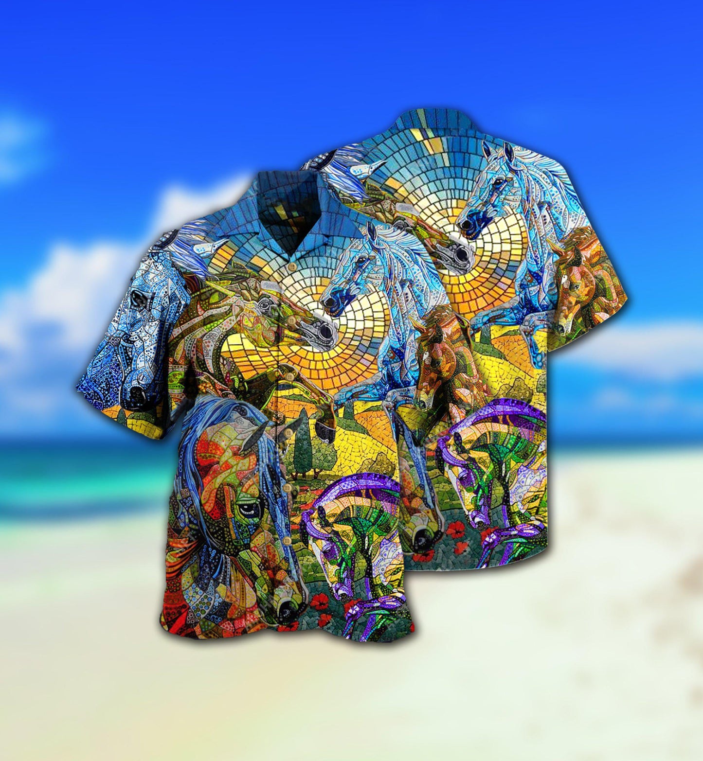 Abstract Horse Hawaiian Shirt Artwork Detail For Tropical Trips And Casual Outings