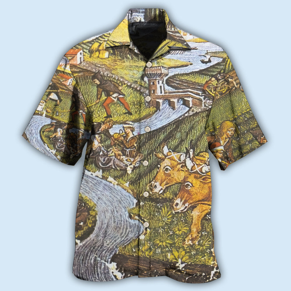 Vintage Farm Agriculture Hawaiian Shirt For Resort Trips, Coastal Parties, And Warm Weather Style