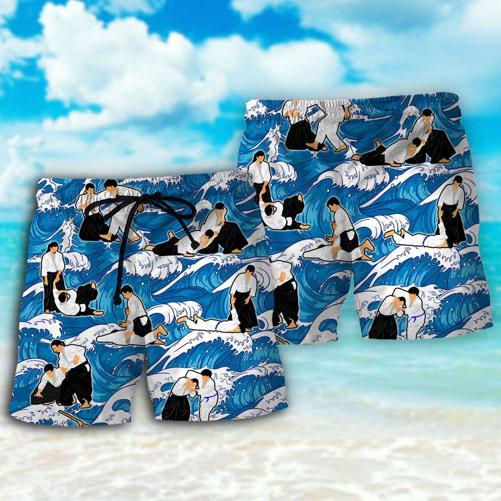 Aikido Strength Discipline Martial Beach Shorts Print Detail For Beach Activities And Vacation Wear