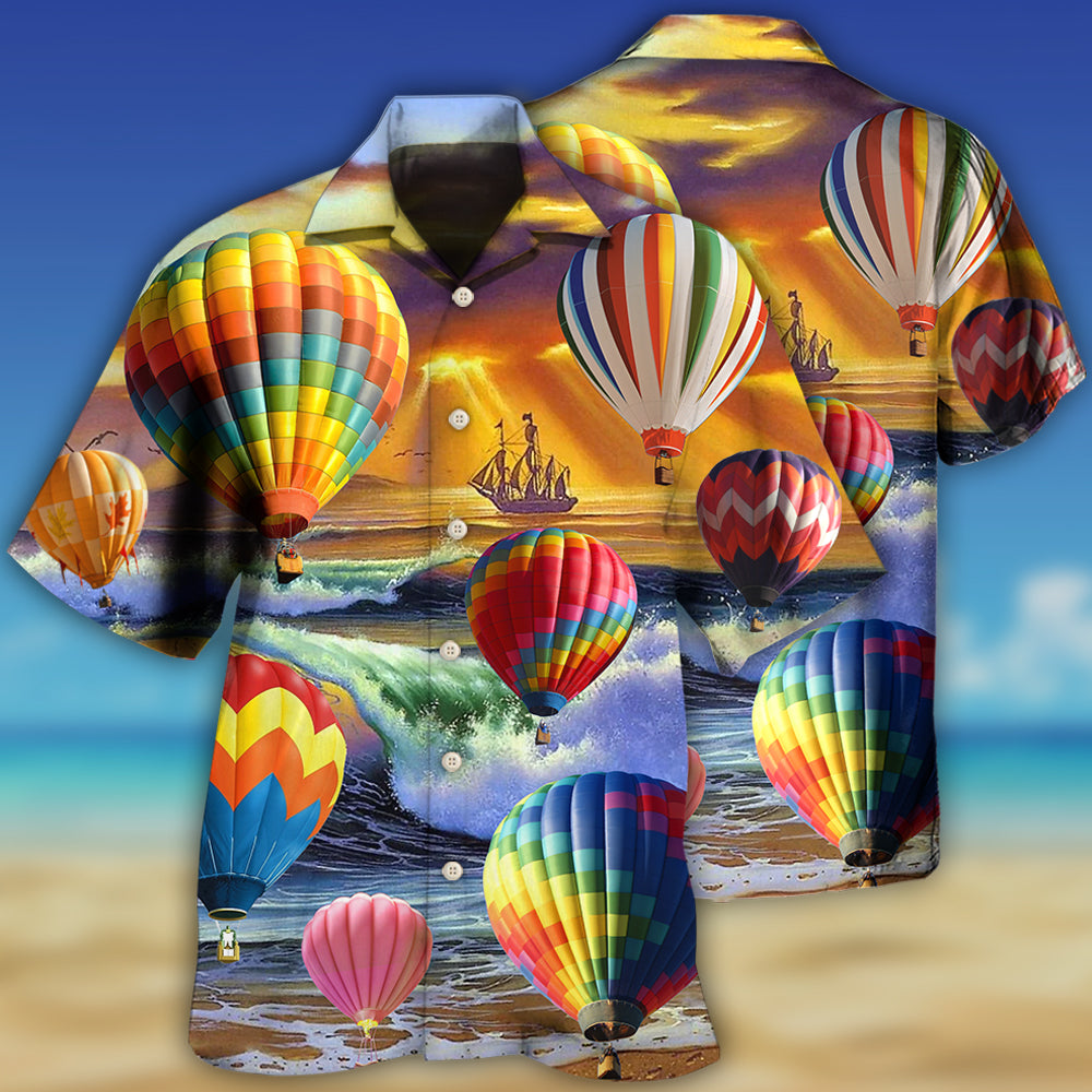 Air Balloon Hawaiian Shirt Design View For Resort Travel And Thoughtful Gifting