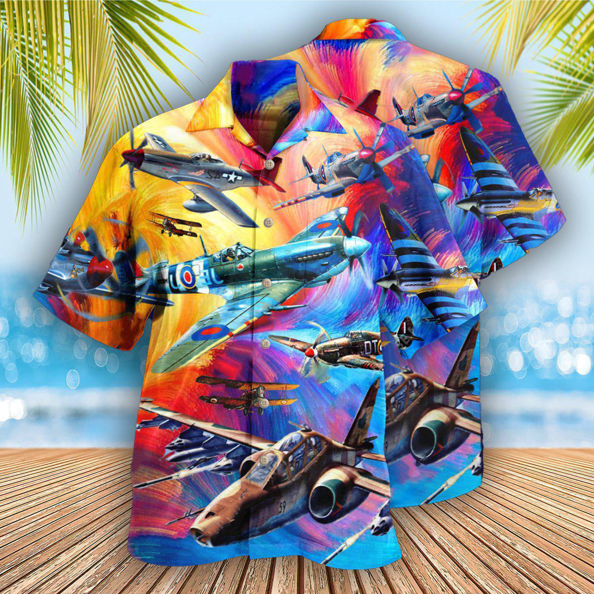 Aircraft Adventures Interesting Hawaiian Shirt Artwork Detail For Resort Trips And Outdoor Activities