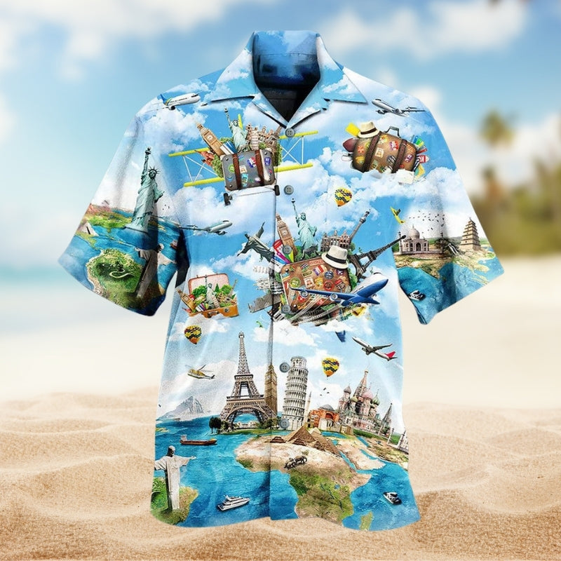 Airplane Travel Hawaiian Shirt For Island Vacations, Resort Wear, And Relaxed Seasonal Style