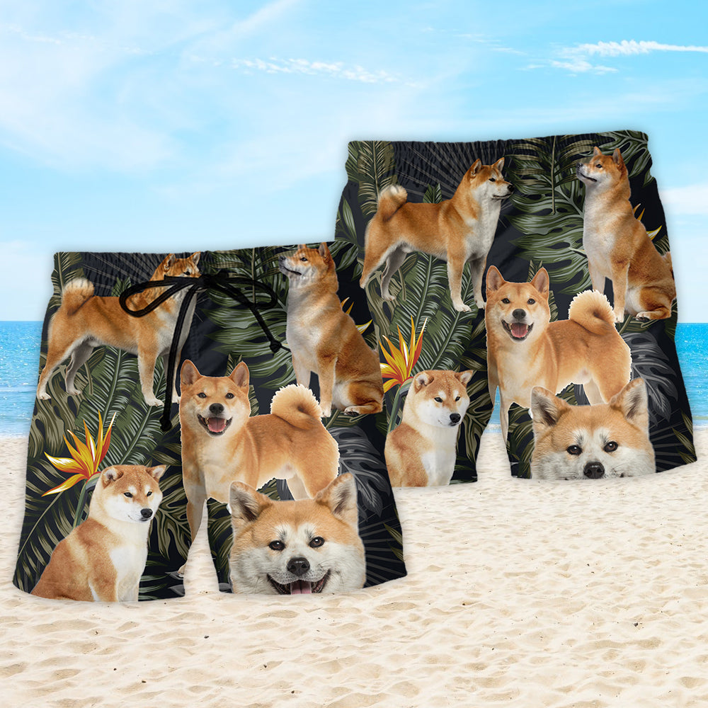 Akita Tropical Leaf Floral Beach Shorts For Summer Vacation And Coastal Travel